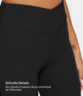 Crossover flare yoga leggings with a high waist