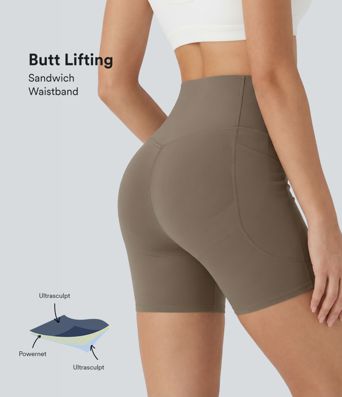 Halara UltraSculpt™ High Waisted Butt Lifting Tummy Control Pocket Shaping Training Bike Running Shorts 5''