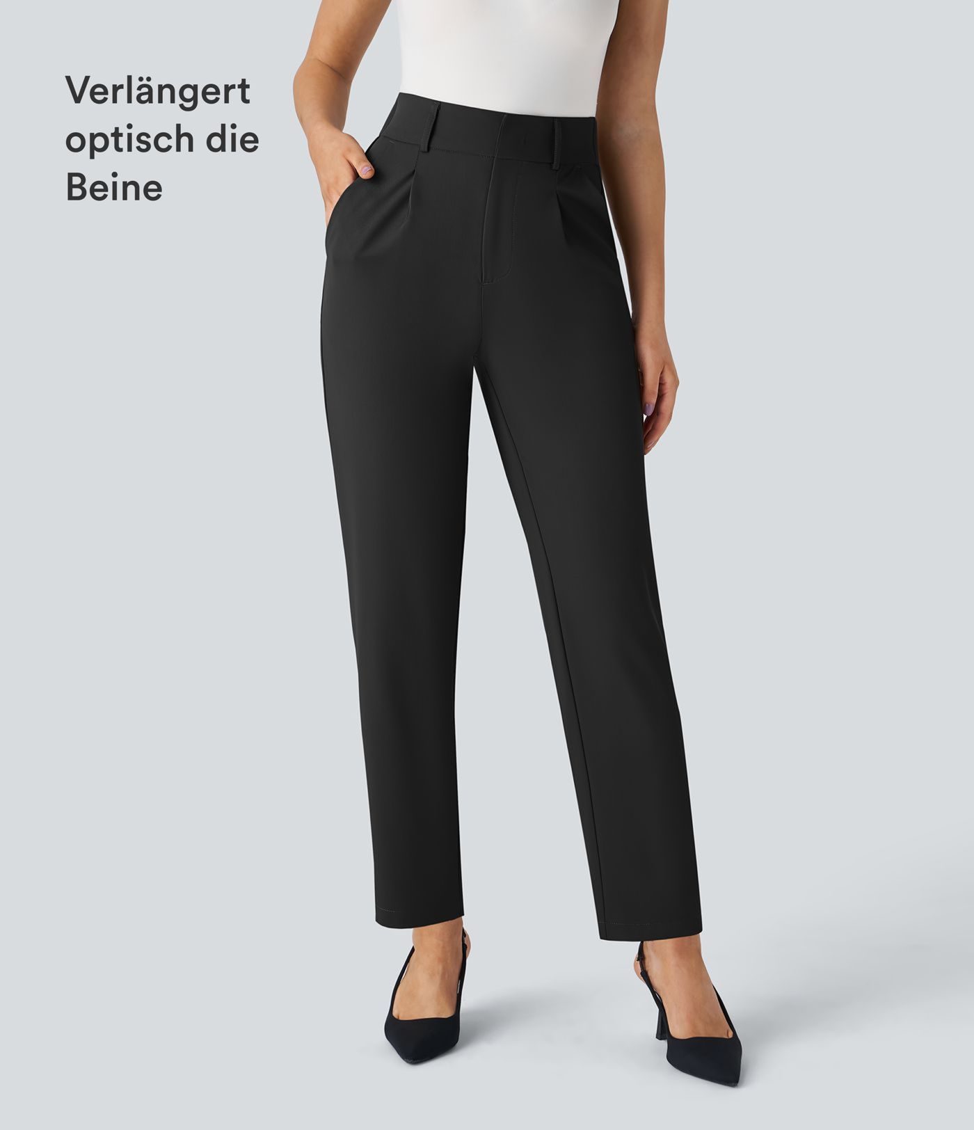 Halara Flex™ - Schmal zulaufende Arbeits-Hose mit hohem Bund und Seitentaschen