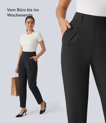 Halara Flex™ - Schmal zulaufende Arbeits-Hose mit hohem Bund und Seitentaschen