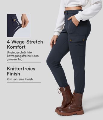 DayStretch - Cargo-Hose mit hohem Bund, Seitentaschen und schmaler Passform