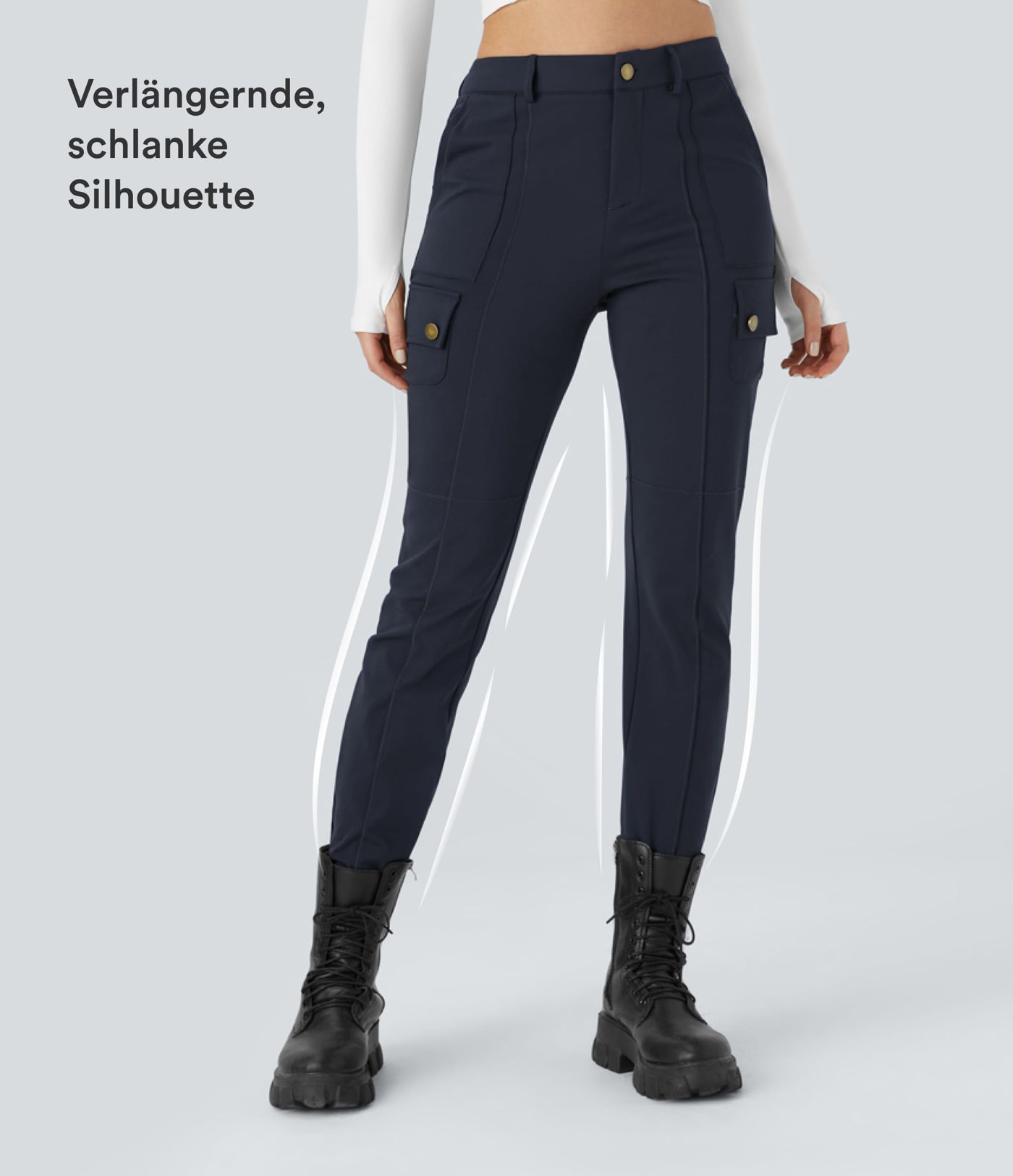 DayStretch - Cargo-Hose mit hohem Bund, Seitentaschen und schmaler Passform