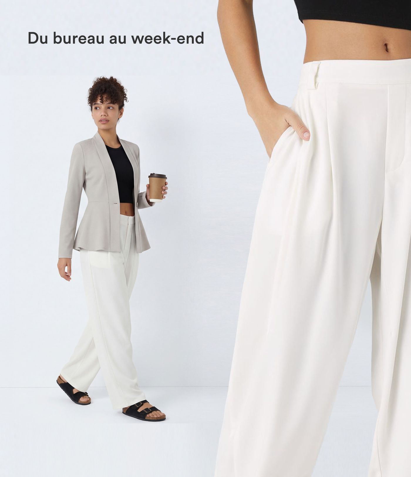 Pantalon tailleur Halara Flex™ barrel, taille mi-haute, avec poche
