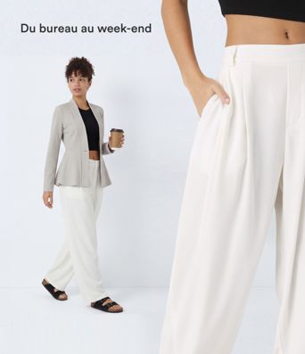 Pantalon tailleur Halara Flex™ barrel, taille mi-haute, avec poche