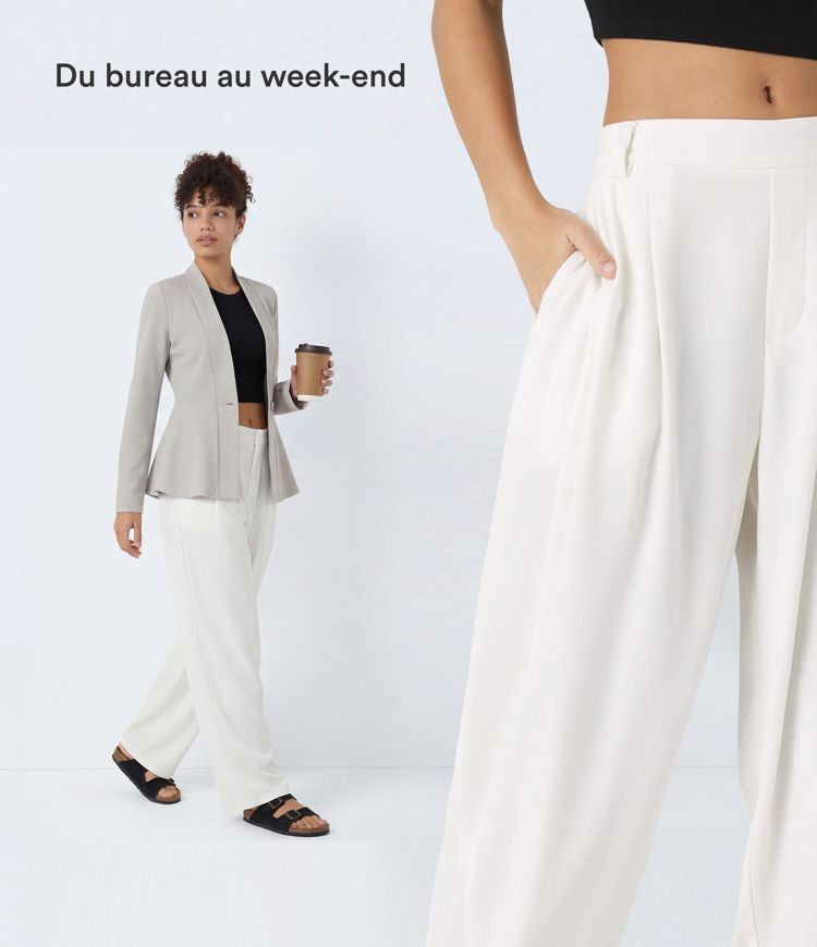 Pantalon tailleur Halara Flex™ barrel, taille mi-haute, avec poche