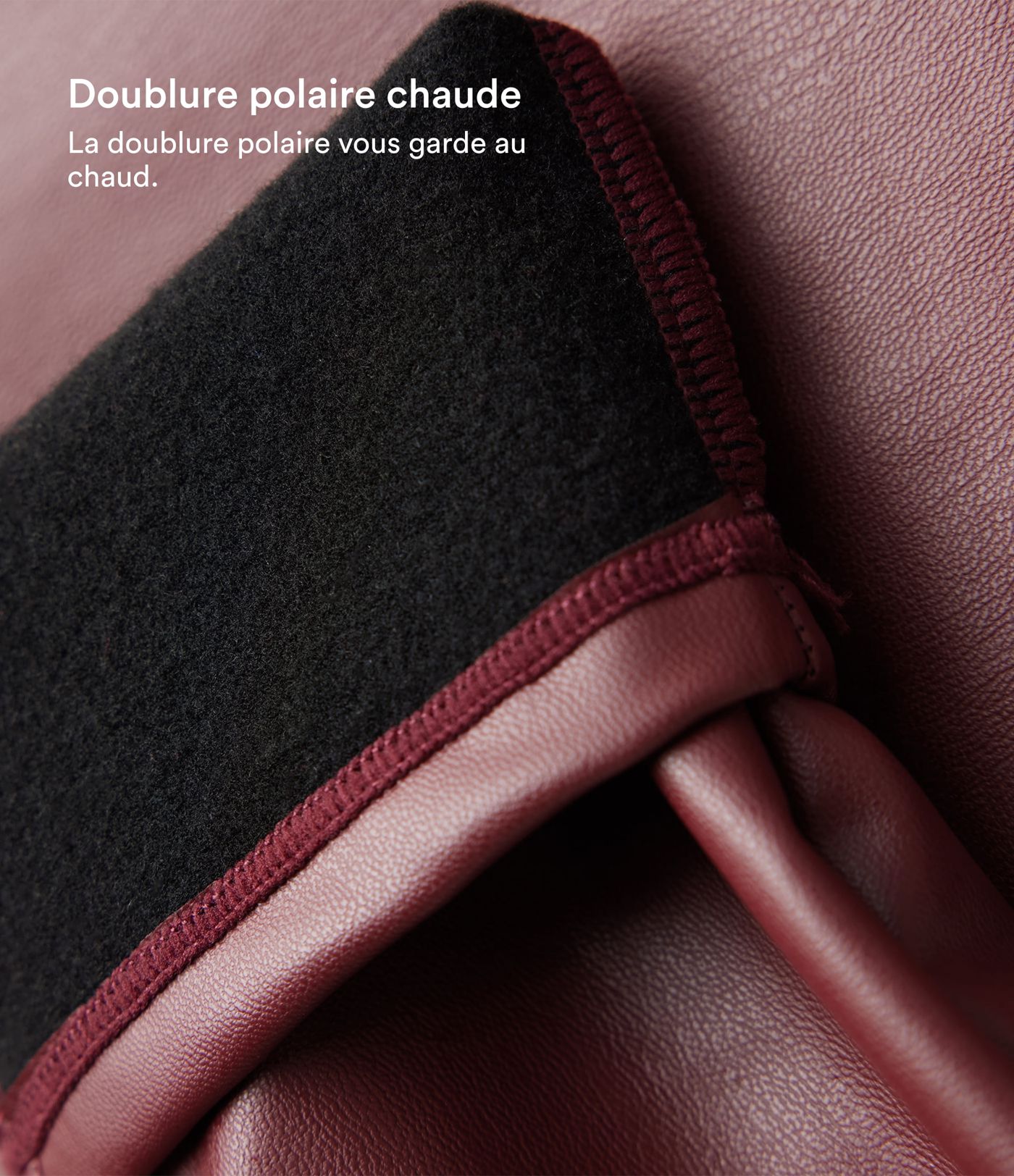 High-waisted stretch faux leather fleece pants with pockets