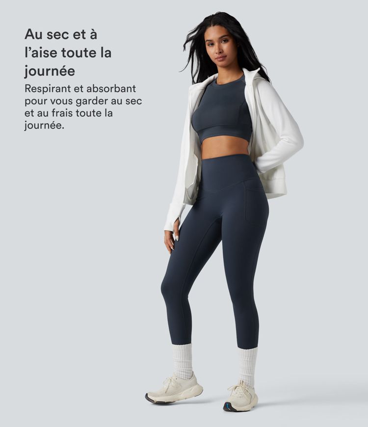 SoCinched leggings de running con forro polar, talle alto, control abdominal, espalda cruzada y bolsillos