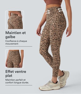 Legging de yoga gainant taille haute imprimé léopard avec poches Halara UltraSculpt™