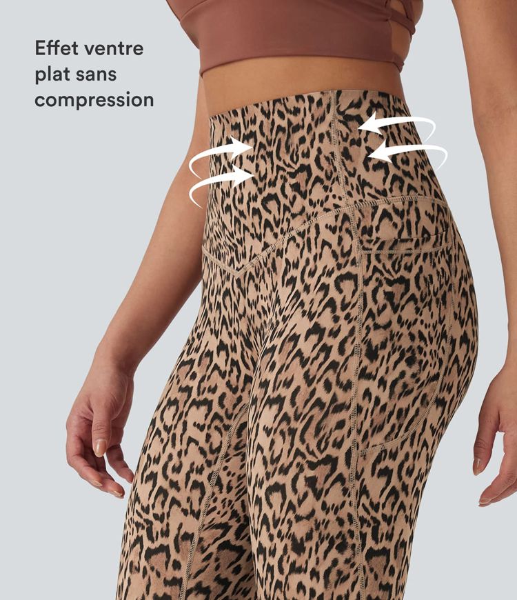 Legging de yoga gainant taille haute imprimé léopard avec poches Halara UltraSculpt™