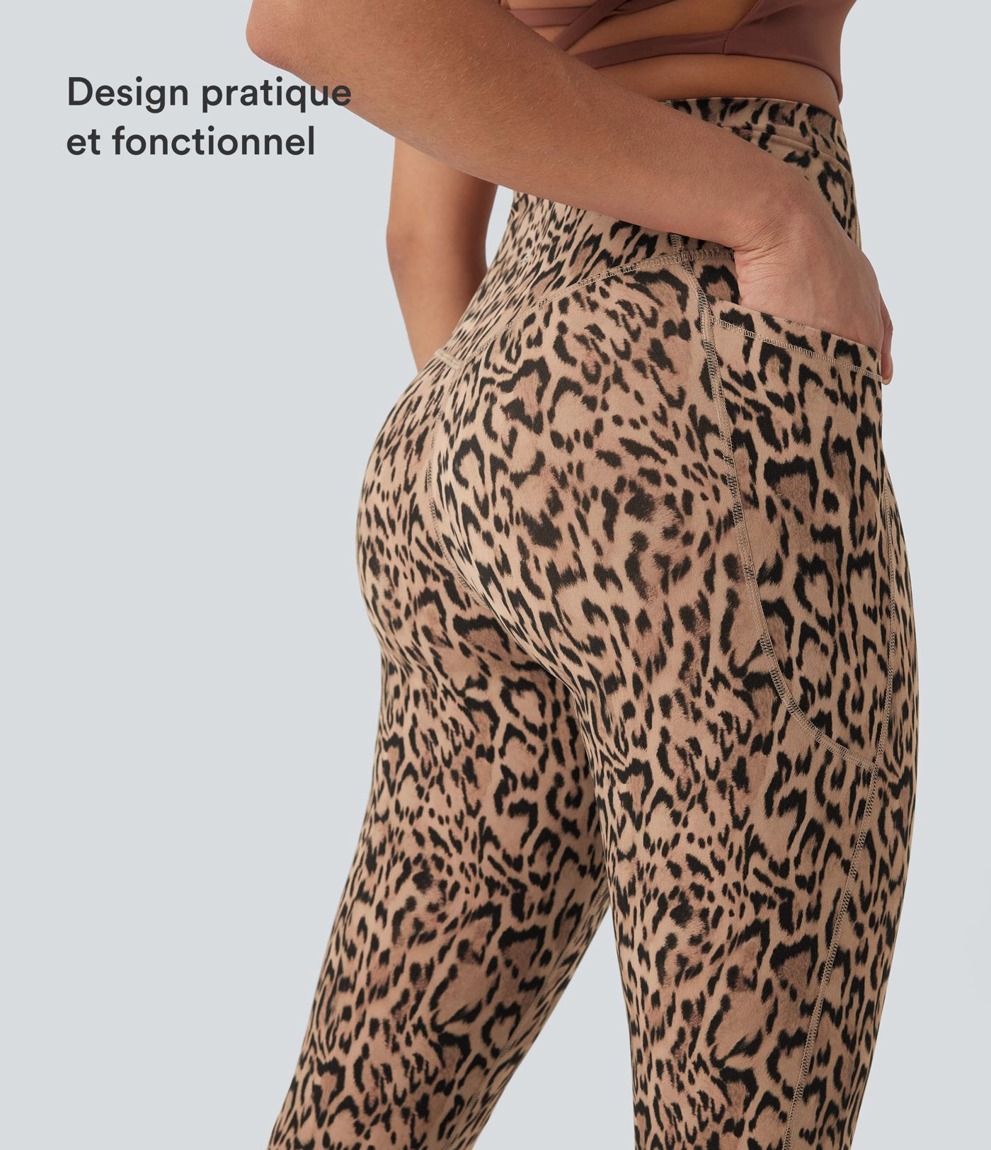 Legging de yoga gainant taille haute imprimé léopard avec poches Halara UltraSculpt™