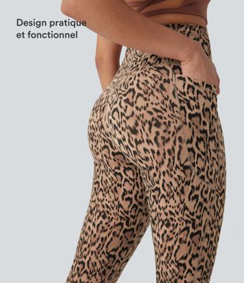 Legging de yoga gainant taille haute imprimé léopard avec poches Halara UltraSculpt™