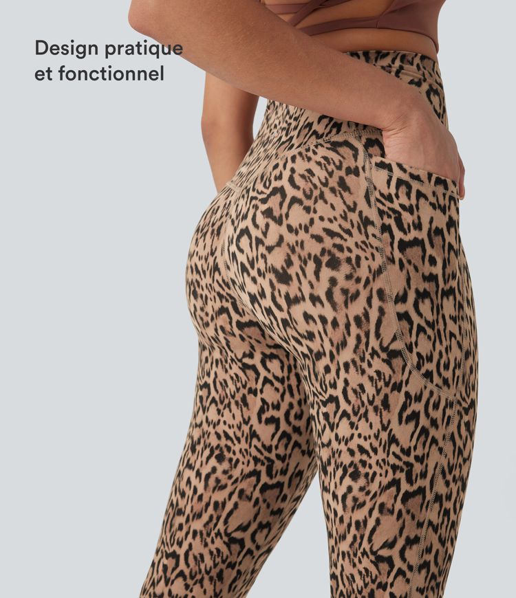 Legging de yoga gainant taille haute imprimé léopard avec poches Halara UltraSculpt™