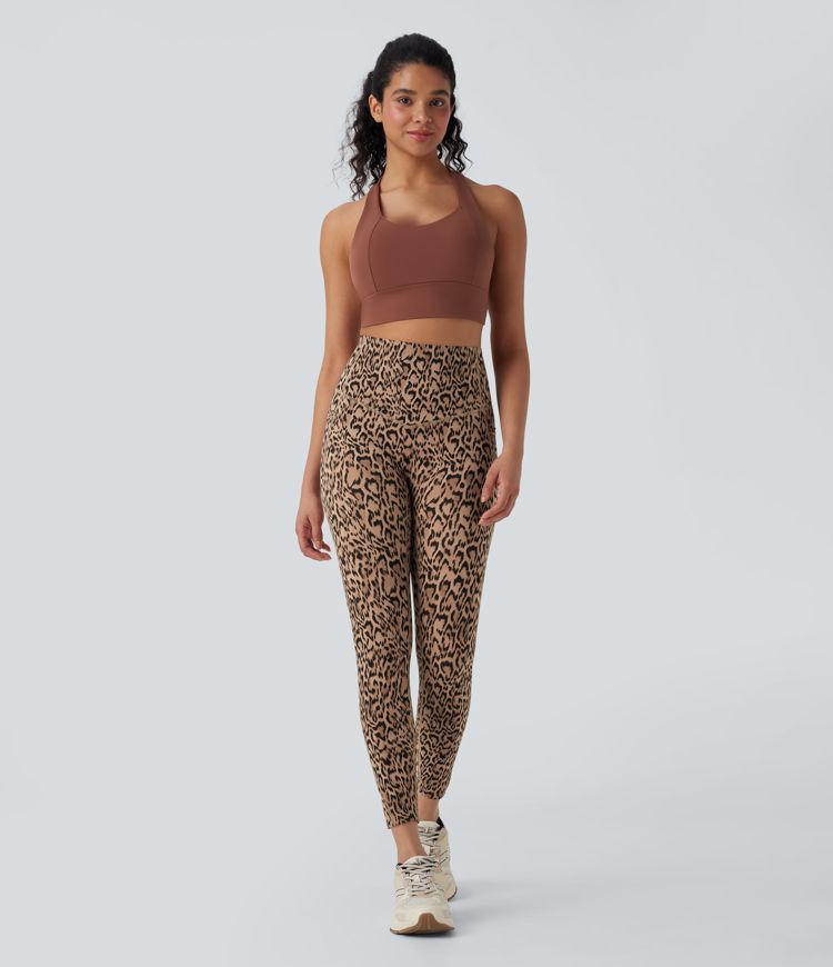 Legging de yoga gainant taille haute imprimé léopard avec poches Halara UltraSculpt™