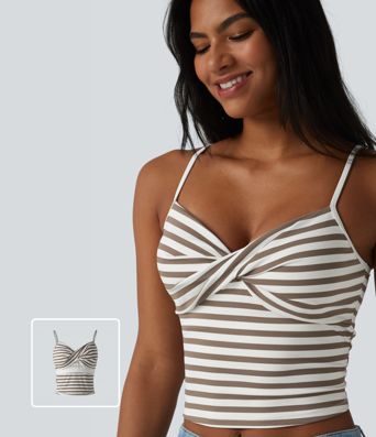 Built-in Bra Stripe Workout Tank Top