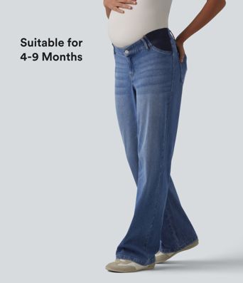 Halara Flex™ Mid Rise Straight Leg Maternity Casual Jeans with Pockets