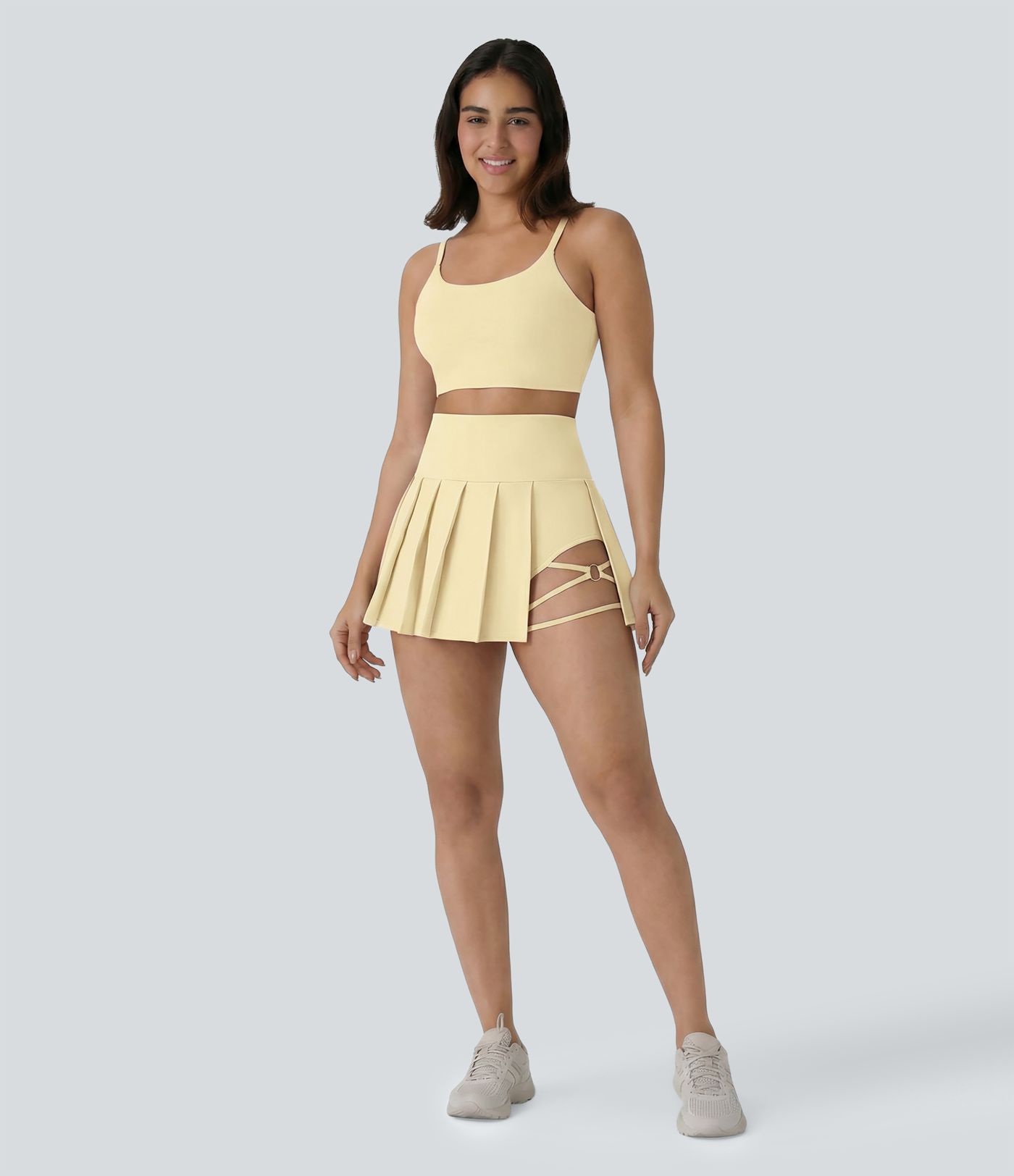 Jupe-short de danse mini Breezeful™ à taille haute, plissée, 2-en-1, avec poches latérales et arrière, ourlet asymétrique et séchage rapide