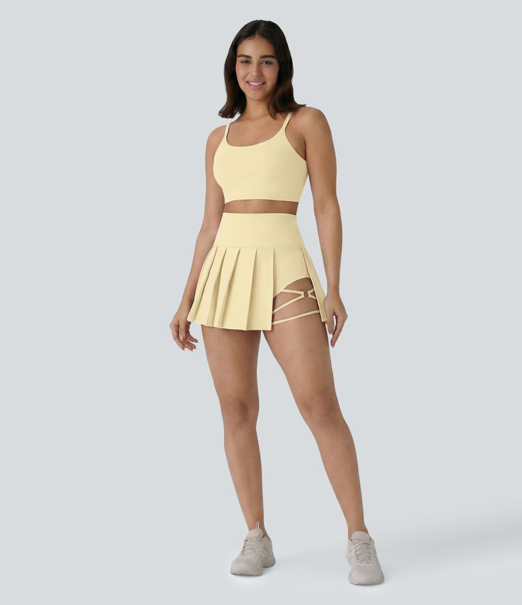 Jupe-short de danse mini Breezeful™ à taille haute, plissée, 2-en-1, avec poches latérales et arrière, ourlet asymétrique et séchage rapide