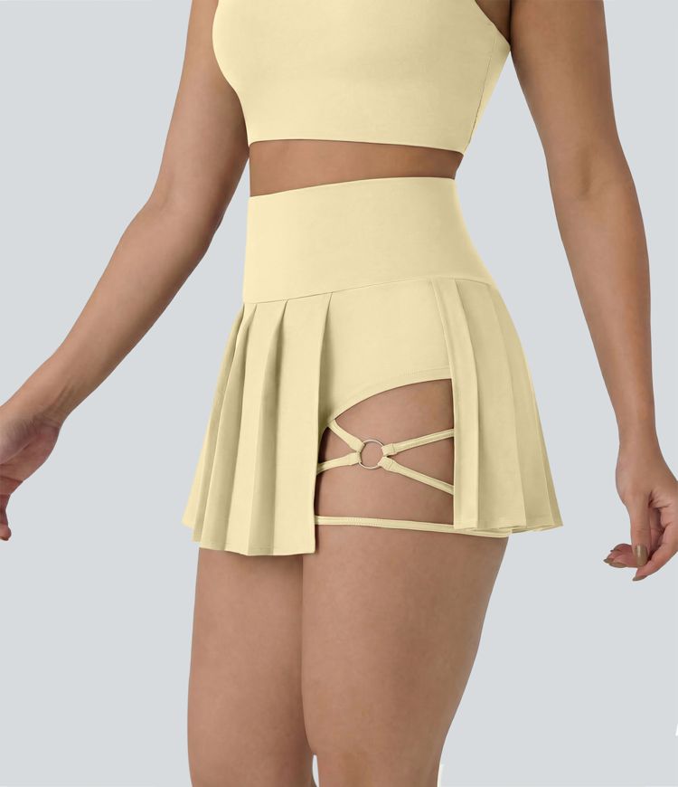 Jupe-short de danse mini Breezeful™ à taille haute, plissée, 2-en-1, avec poches latérales et arrière, ourlet asymétrique et séchage rapide