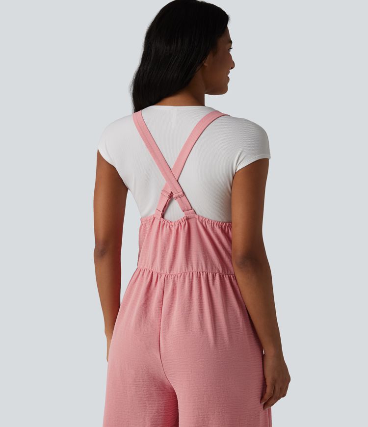Bloomers Casual Linen-Feel Overalls with Pockets