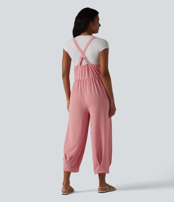 Bloomers Casual Linen-Feel Overalls with Pockets