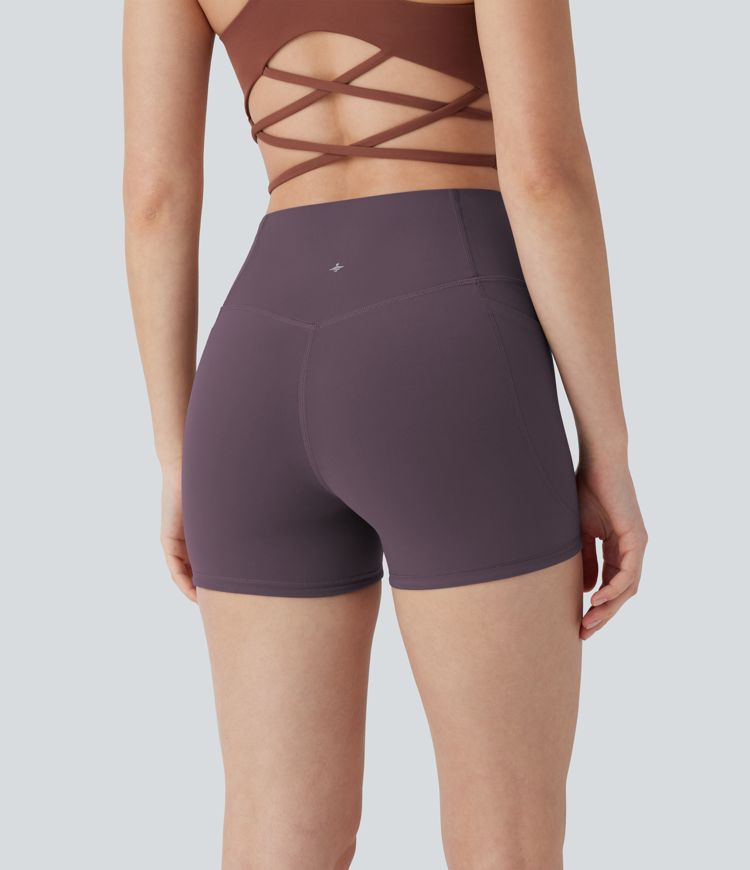 Halara UltraSculpt™ SoCinched Short de Cycliste Taille Haute avec Contrôle du Ventre et Poches, 3''