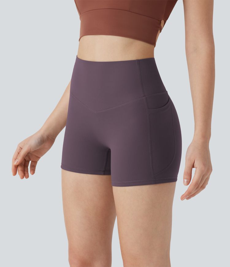 Halara UltraSculpt™ SoCinched Short de Cycliste Taille Haute avec Contrôle du Ventre et Poches, 3''