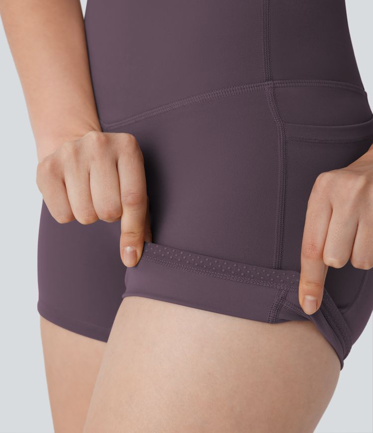 Halara UltraSculpt™ SoCinched Short de Cycliste Taille Haute avec Contrôle du Ventre et Poches, 3''