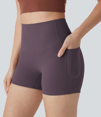 Halara UltraSculpt™ SoCinched Short de Cycliste Taille Haute avec Contrôle du Ventre et Poches, 3''