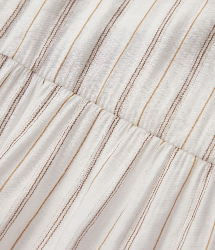 V Neck Lace Up Stripe Flowy Maxi Dress