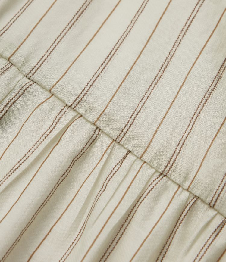 V Neck Lace Up Stripe Flowy Maxi Dress