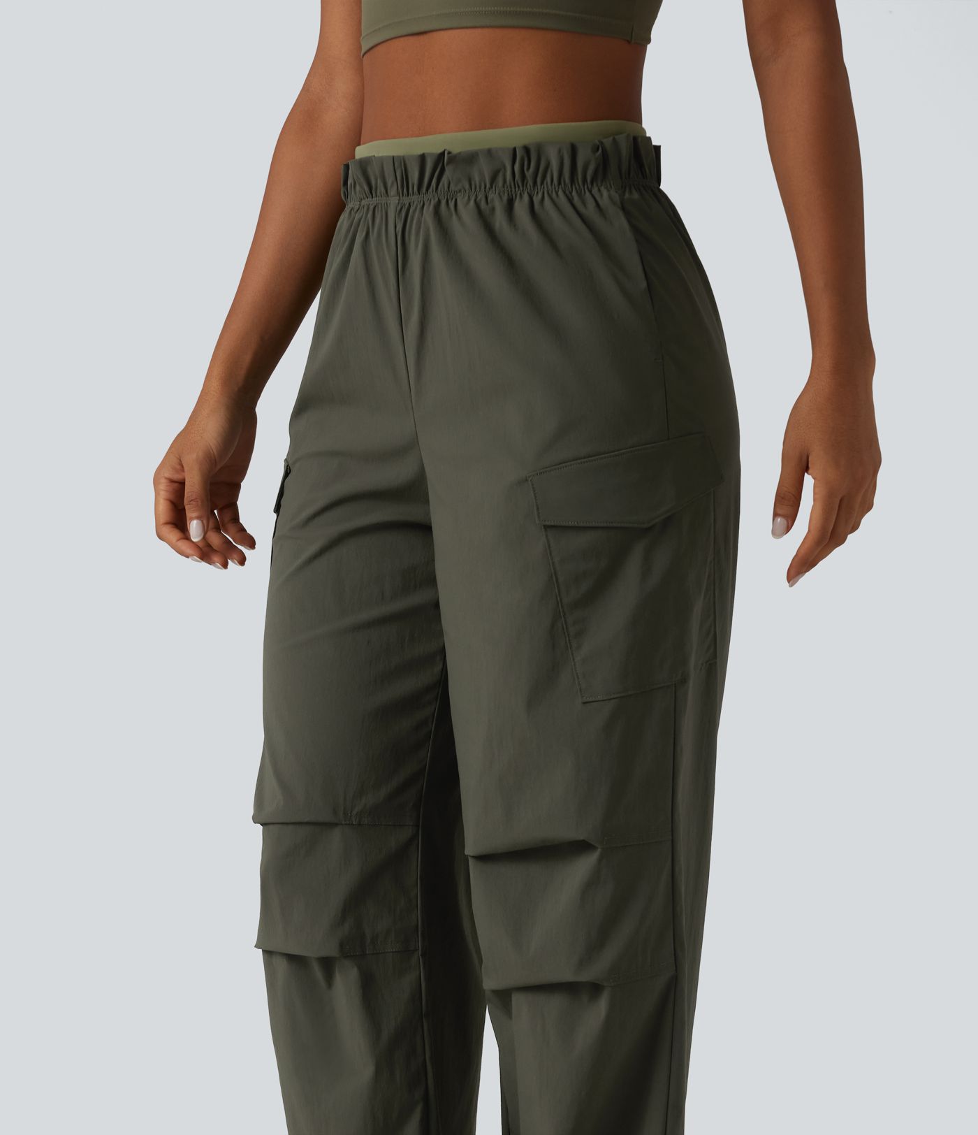 High Waisted Baggy Hiking Cargo Joggers with Pockets