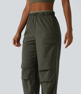 High Waisted Baggy Hiking Cargo Joggers with Pockets