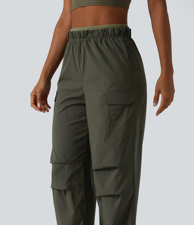 High Waisted Baggy Hiking Cargo Joggers with Pockets