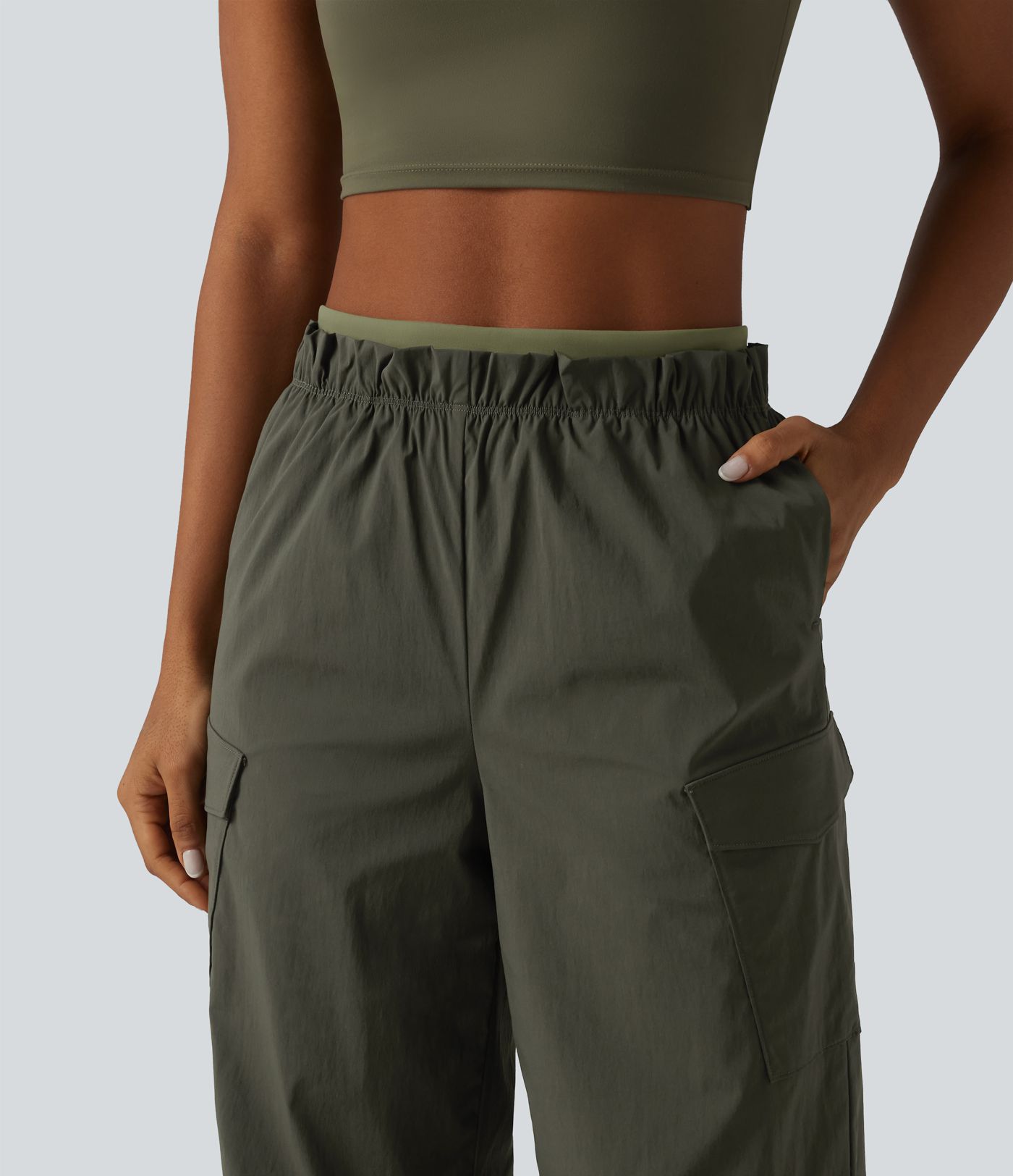 High Waisted Baggy Hiking Cargo Joggers with Pockets
