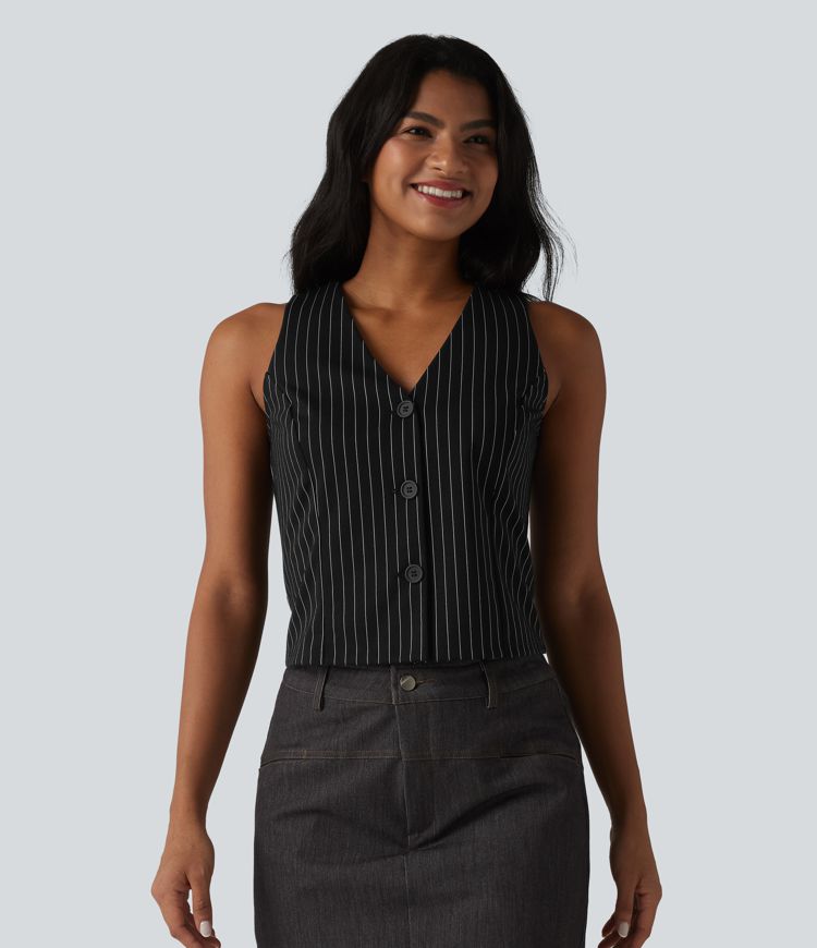 V Neck Stripe Cool Touch Work Vest