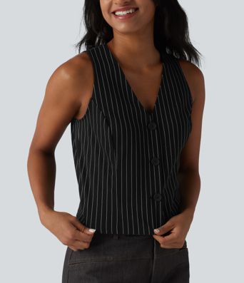 V Neck Stripe Cool Touch Work Vest