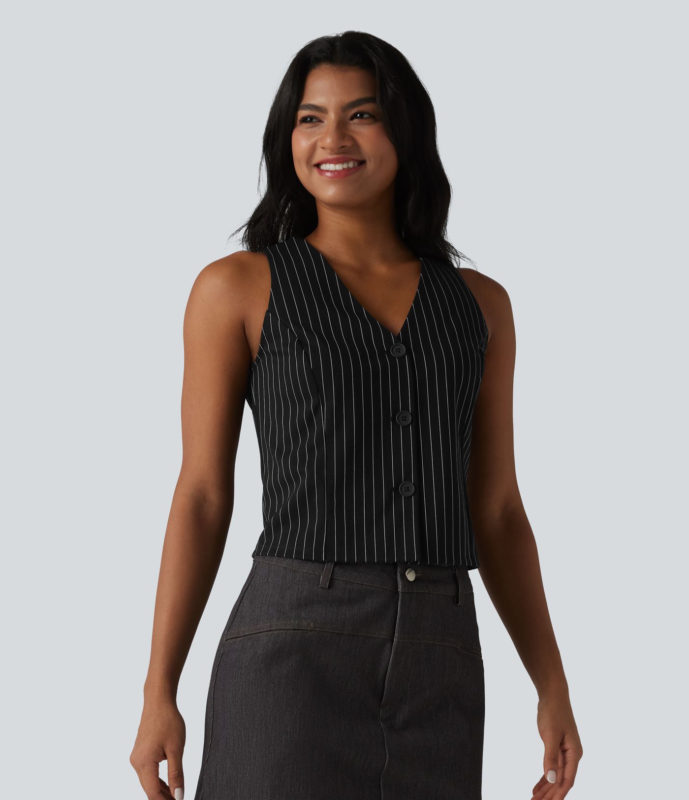 V Neck Stripe Cool Touch Work Vest