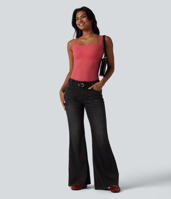 Square Neck Built-in Bra Casual Tank Top B-E Cups