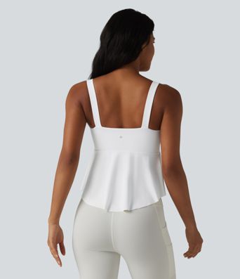 Halara UltraSculpt™ V Neck Push-Up Non-Removable Pad Ruffle Hem Yoga Tank Top