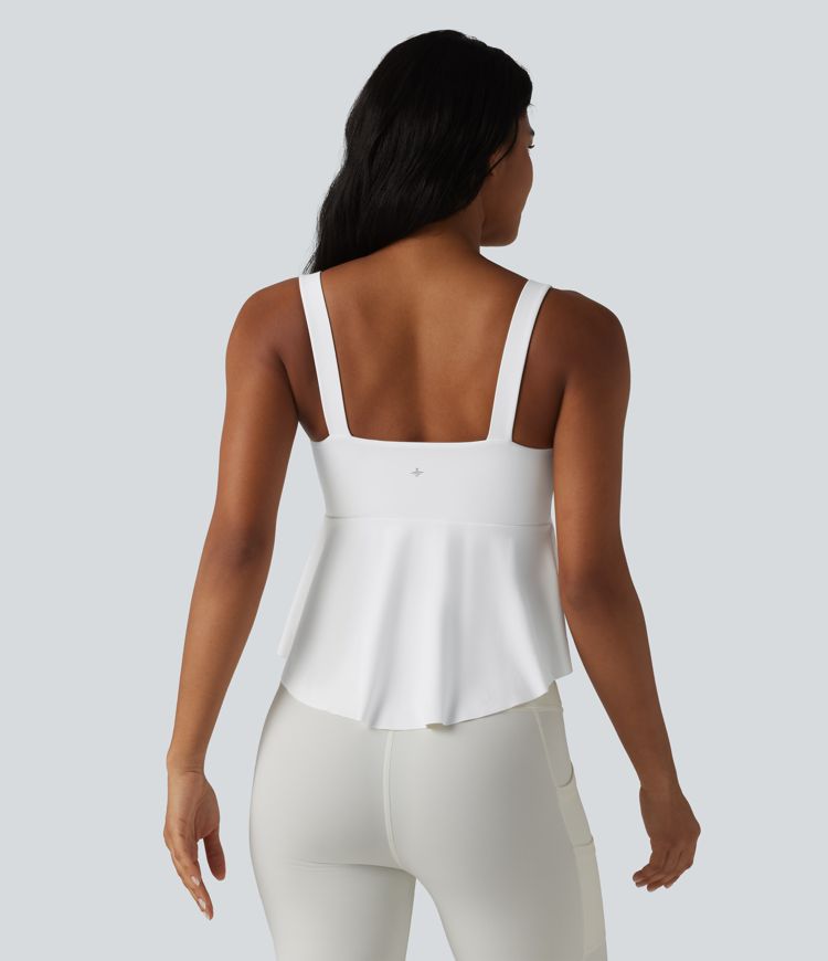 Halara UltraSculpt™ V Neck Push-Up Non-Removable Pad Ruffle Hem Yoga Tank Top
