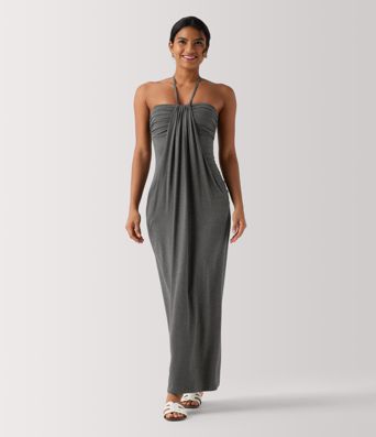Halter Tie Back Maxi Dress with Pockets