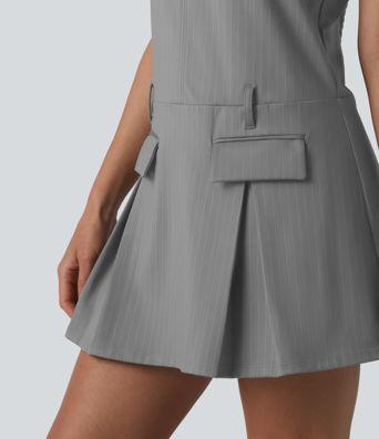 Lässiges Slipkleid mit kurzen, gerafften Streifen und Taschen