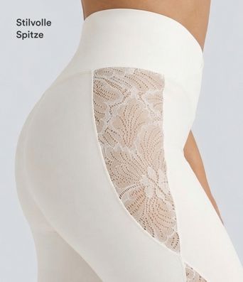 Softlyzero™ Yoga-Leggings mit hohem Bund und überkreuzter Spitze in Kontrastfarbe, Gesäßtasche, 7/8-Länge