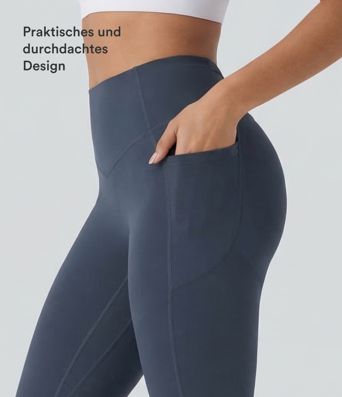Halara UltraSculpt™ - Formende, geraffte Yoga-Leggings mit hohem Bund, Seitentaschen und Bauchkontrolle - Po-Lifting