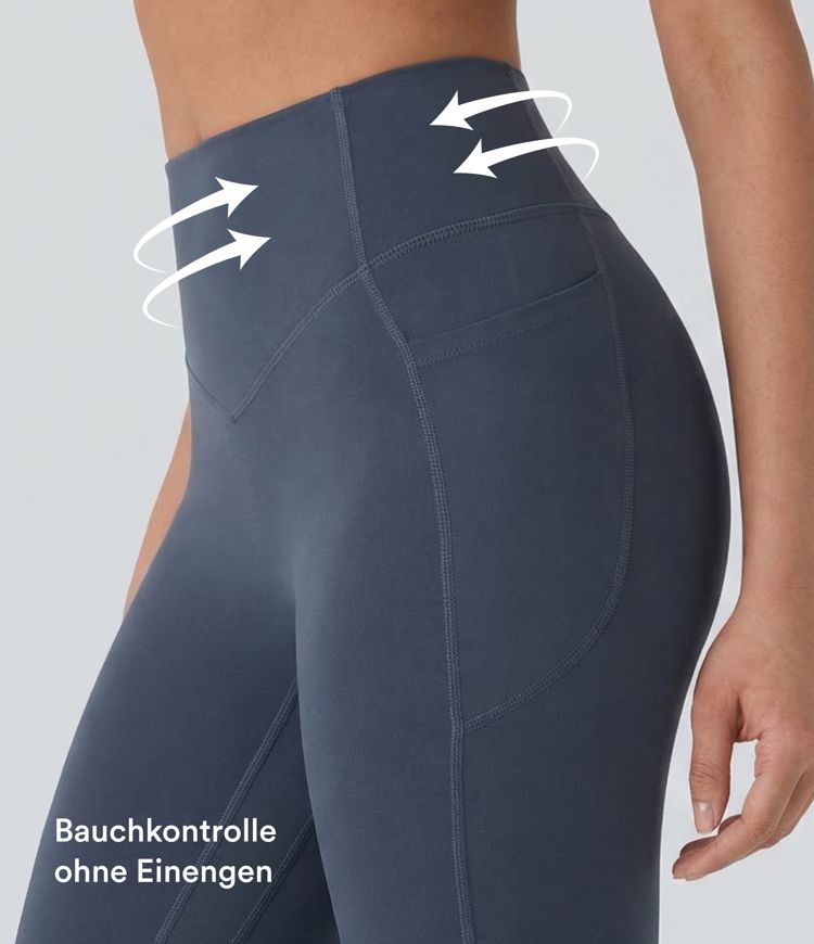 Halara UltraSculpt™ - Formende, geraffte Yoga-Leggings mit hohem Bund, Seitentaschen und Bauchkontrolle - Po-Lifting