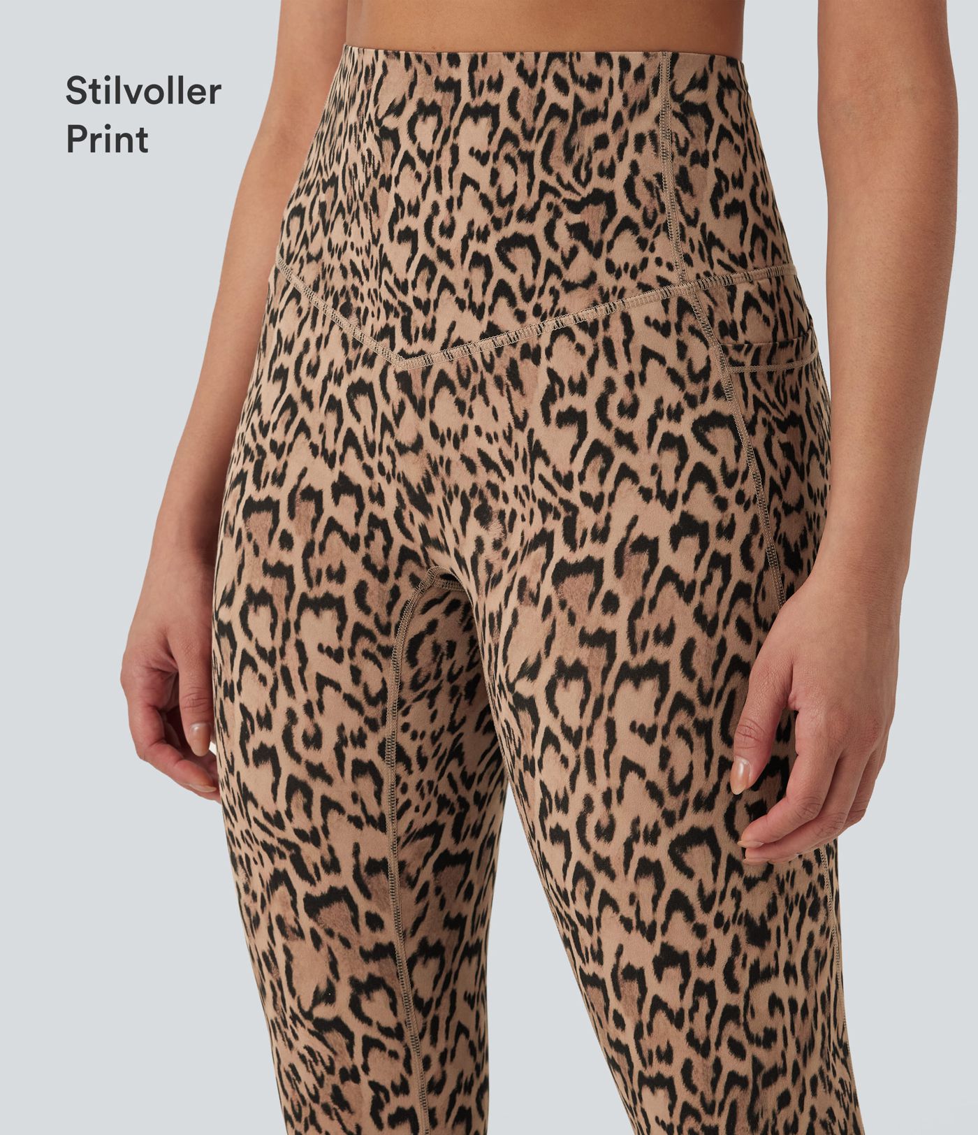 Halara UltraSculpt™ - Yoga-Leggings mit hohem Bund, Seitentaschen, Bauchkontrolle und Leopardenprint