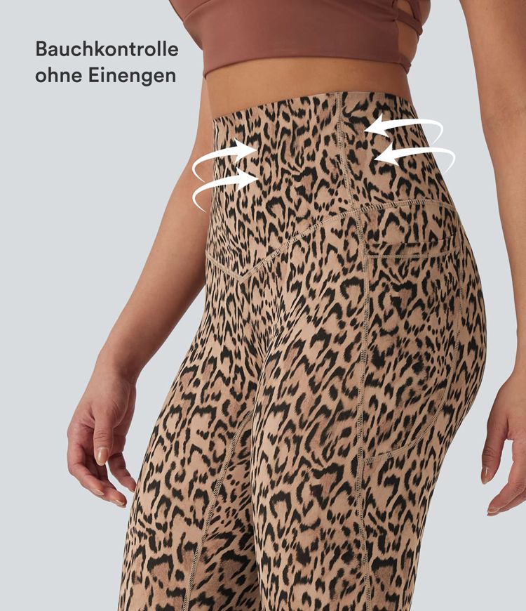 Halara UltraSculpt™ - Yoga-Leggings mit hohem Bund, Seitentaschen, Bauchkontrolle und Leopardenprint