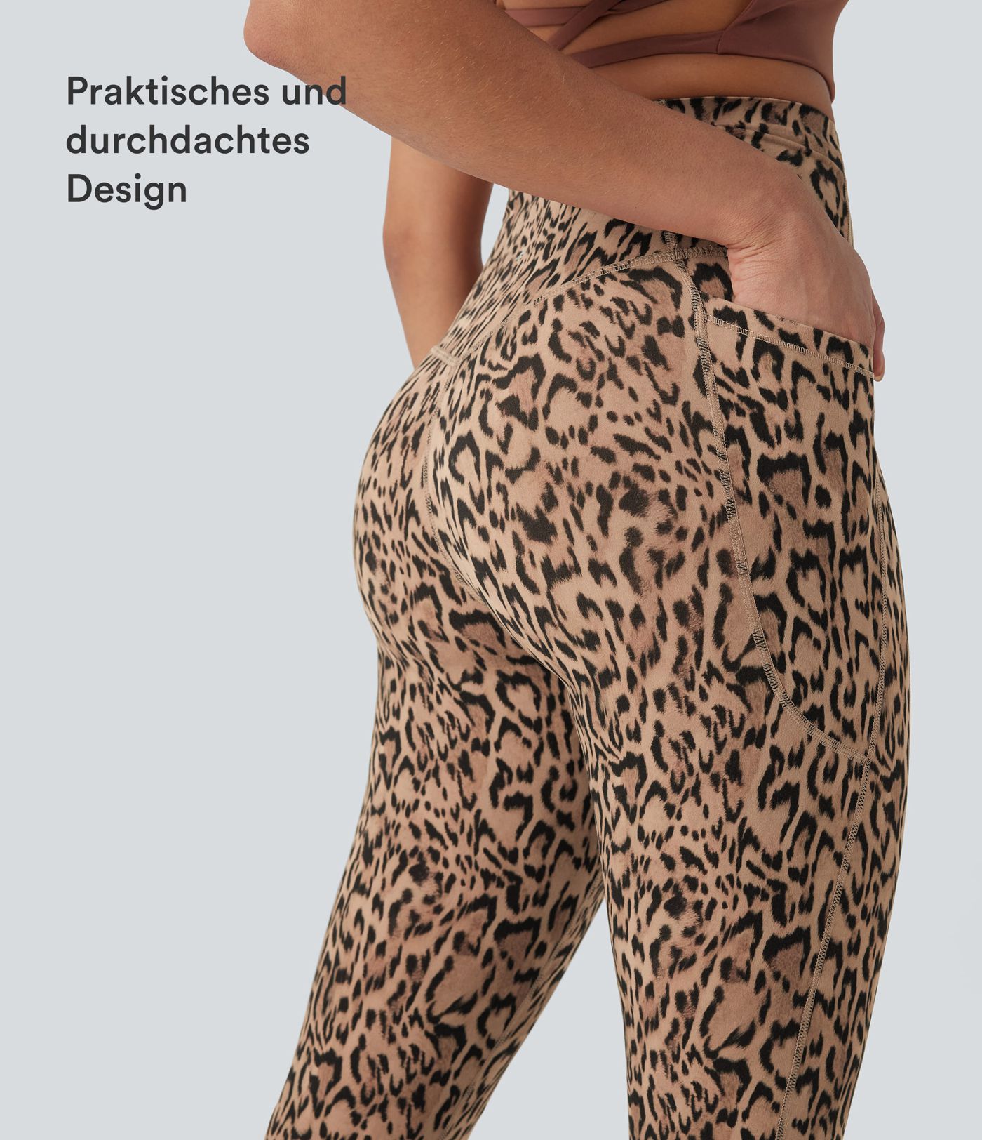 Halara UltraSculpt™ - Yoga-Leggings mit hohem Bund, Seitentaschen, Bauchkontrolle und Leopardenprint