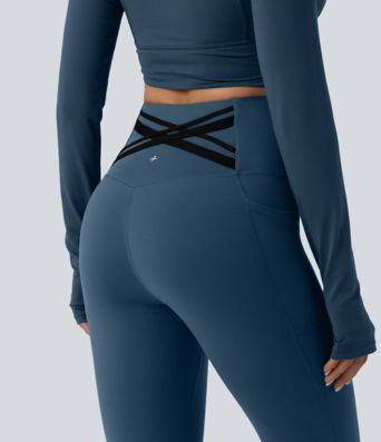 Leggings Halara Ultrasculpt™ da corsa a vita alta con controllo addominale, schiena incrociata e tasche