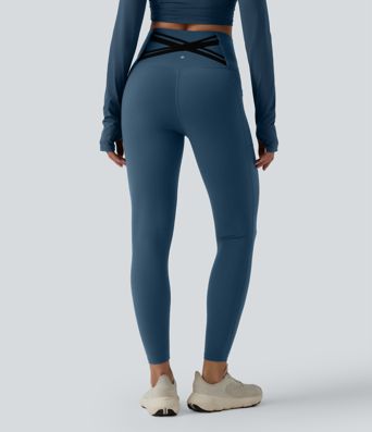 Leggings Halara Ultrasculpt™ da corsa a vita alta con controllo addominale, schiena incrociata e tasche